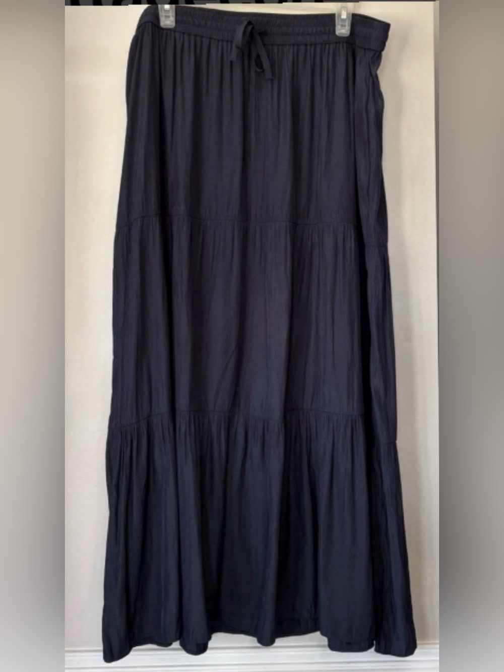 J Jill navy blue maxi elastic waist tiered skirt
